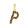 Silver pendant with czech garnet, gold plated - letter P                                            