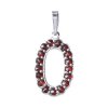 Silver pendant with czech garnet, rhodium plated - letter O                                         