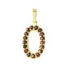 Silver pendant with czech garnet, gold plated - letter O                                            