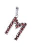Silver pendant with czech garnet, rhodium plated - letter M                                         