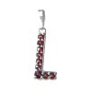 Silver pendant with czech garnet, rhodium plated - letter L                                         
