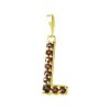 Silver pendant with czech garnet, gold plated - letter L                                            