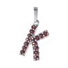 Silver pendant with czech garnet, rhodium plated - letter K                                         