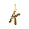 Silver pendant with czech garnet, gold plated - letter K                                            