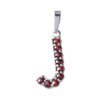 Silver pendant with czech garnet, rhodium plated - letter J                                         