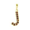 Silver pendant with czech garnet, gold plated - letter J                                            