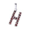 Silver pendant with czech garnet, rhodium plated - letter H                                         