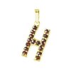 Silver pendant with czech garnet, gold plated - letter H                                            