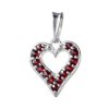 Silver pendant with czech garnet, rhodium plated - heart                                            