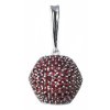 Silver pendant with czech garnet, rhodium plated - raspberry                                        