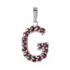 Silver pendant with czech garnet, rhodium plated - letter G                                         