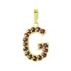 Silver pendant with czech garnet, gold plated - letter G                                            