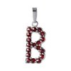 Silver pendant with czech garnet, rhodium plated - letter B                                         