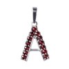 Silver pendant with czech garnet, rhodium plated - letter A                                         