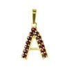 Silver pendant with czech garnet, gold plated - letter A                                            