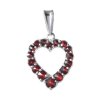 Silver pendant with czech garnet, rhodium plated - heart                                            
