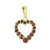 Silver pendant with czech garnet, gold plated - heart                                               