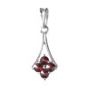 Silver pendant with czech garnet, rhodium plated - drop                                             