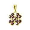 Silver pendant with czech garnet, gold plated - four-leaf clover                                    
