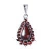Silver pendant with czech garnet, rhodium plated - drop                                             