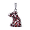 Silver pendant with czech garnet, rhodium plated, animal - dog                                      