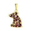 Silver pendant with czech garnet, gold plated, animal - dog                                         