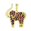 Silver pendant with czech garnet, gold plated, animal - elephant                                    