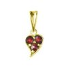 Silver pendant with czech garnet, gold plated - heart                                               