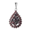 Silver pendant with czech garnet, rhodium plated - drop                                             