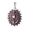Silver pendant with czech garnet, rhodium plated - oval                                             