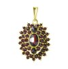 Silver pendant with czech garnet, gold plated - oval                                                