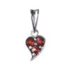 Silver pendant with czech garnet, rhodium plated - heart                                            