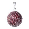 Silver pendant with czech garnet, rhodium plated - ball                                             