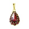 Silver pendant with czech garnet, gold plated - drop                                                