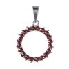 Silver pendant with czech garnet, rhodium plated - circle                                           