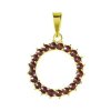 Silver pendant with czech garnet, gold plated - circle                                              