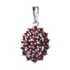 Silver pendant with czech garnet, rhodium plated - oval                                             