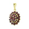 Silver pendant with czech garnet, gold plated - oval                                                