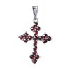 Silver pendant with czech garnet, rhodium plated - cross                                            