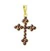Silver pendant with czech garnet, gold plated - cross                                               