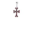 Silver pendant with czech garnet, rhodium plated - cross                                            