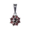 Silver pendant with czech garnet, rhodium plated - flower                                           