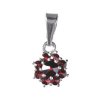 Silver pendant with czech garnet, rhodium plated - flower                                           