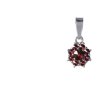 Silver pendant with czech garnet, rhodium plated - flower                                           