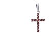 Silver pendant with czech garnet, rhodium plated - cross                                            