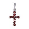 Silver pendant with czech garnet, rhodium plated - cross                                            