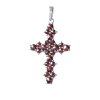 Silver pendant with czech garnet, rhodium plated - cross                                            