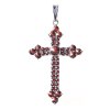 Silver pendant with czech garnet, rhodium plated - cross                                            