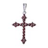 Silver pendant with czech garnet, rhodium plated - cross                                            