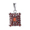 Silver pendant with czech garnet, rhodium plated - rectangle                                        